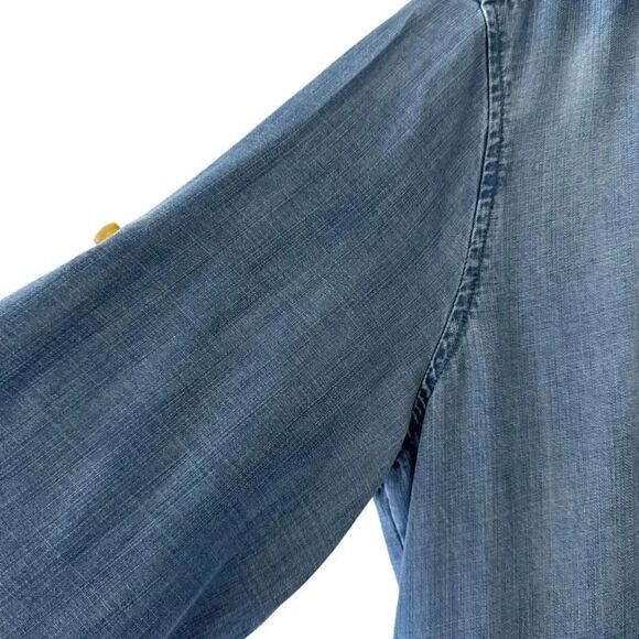 Anthropologie Cloth & Stone Roll Table Sleeve Mini Dress Collared Denim S # 1905 - Picture 5 of 13
